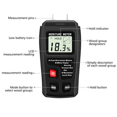 Digital LCD Wood Moisture Meter Detector Tester Wood Firewood Paper Cardboard