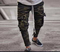 Men's Camouflage Jeans with Zippers and Pockets