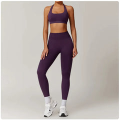 Seamless Backless Yoga Set – 2-Piece Bra & Leggings