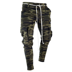 Men's Camouflage Jeans with Zippers and Pockets