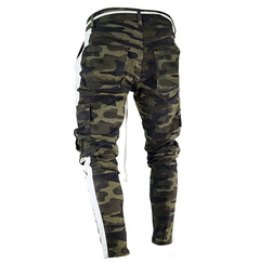Men's Camouflage Jeans with Zippers and Pockets
