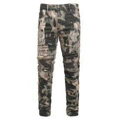 WJWLSKB Mens Ripped Camouflage Jeans(383720 Camouflage)