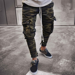 Men's Camouflage Jeans with Zippers and Pockets
